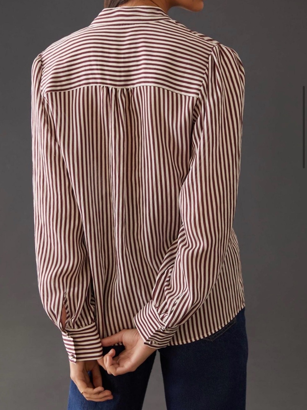 Maeve for Anthropologie Tie-Neck Striped Blouse - Picture 4 of 8